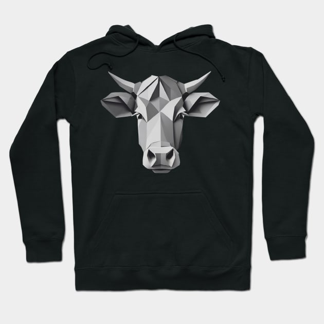 Cow head origami black and white Hoodie by Marhcuz